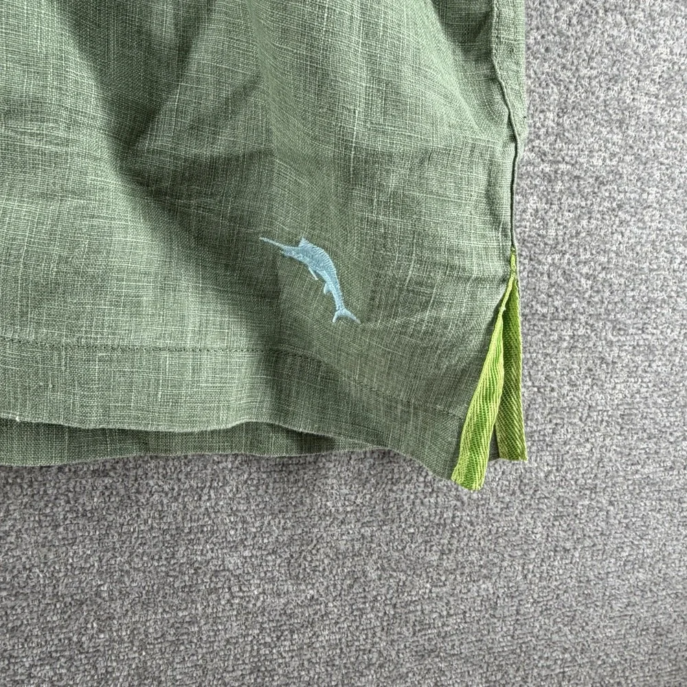 Tommy Bahama Short Sleeve Shirt Men Size XL Green 100% Linen Button Up Casual